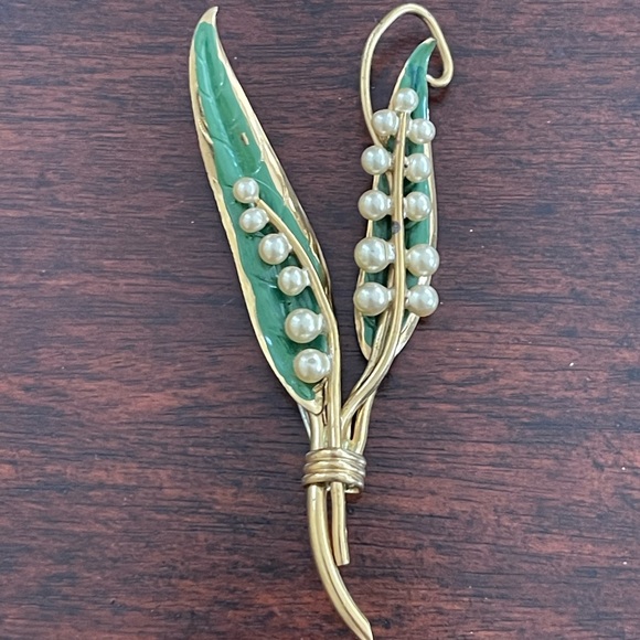 1950s Lily of the valley pin brooch - Picture 3 of 6